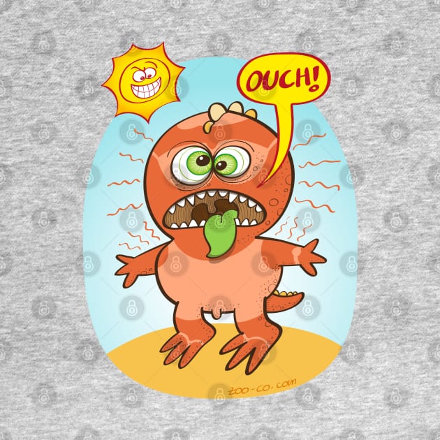 Bad summer sunburn for a funny dinosaur by zooco